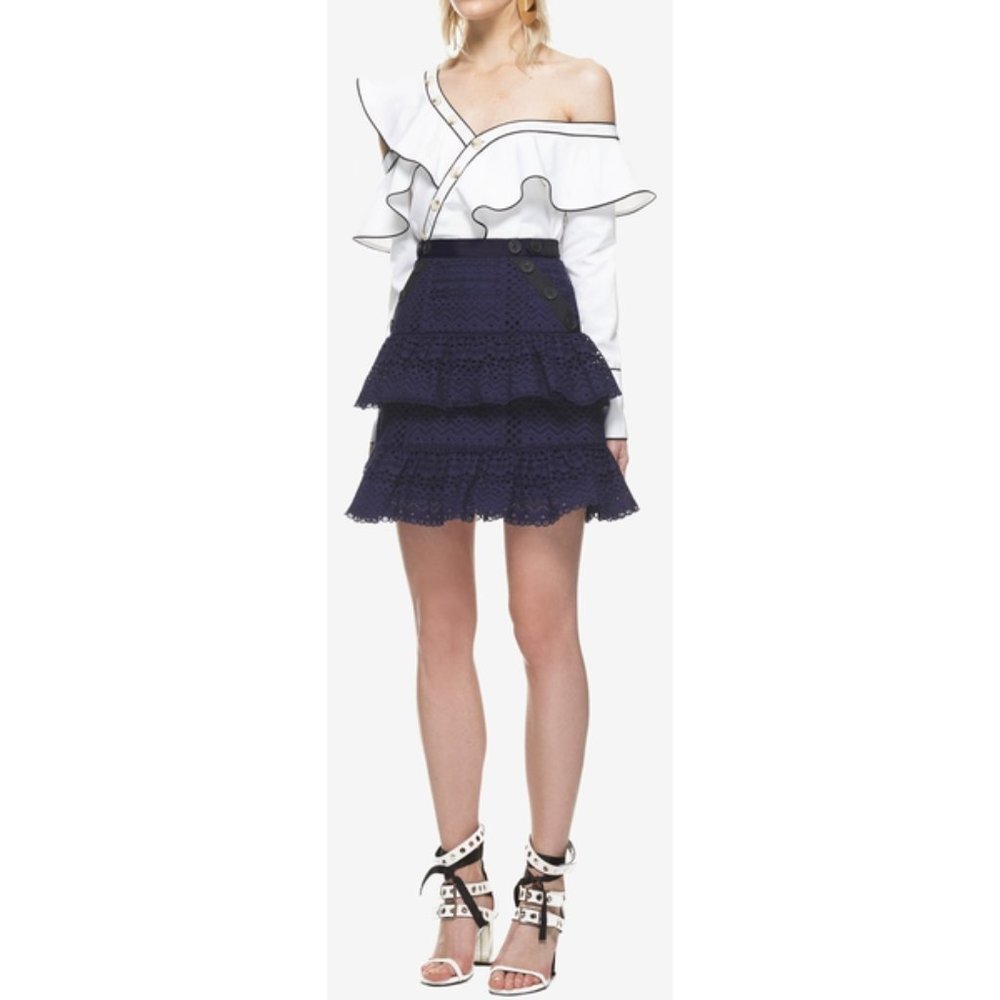 Self-Portrait Hazel ruffle mini skirt